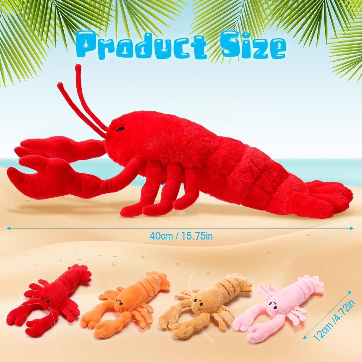 Gemscream 5pcs Lobster Stuffed Animals, 15.75" Mommy Stuffed Lobster and 4 Little Lobsters, Lobster Stuffed Animal Dog Red Lobster Stuffed Animals for Boys and Girls Birthday Easter Gift Decoration