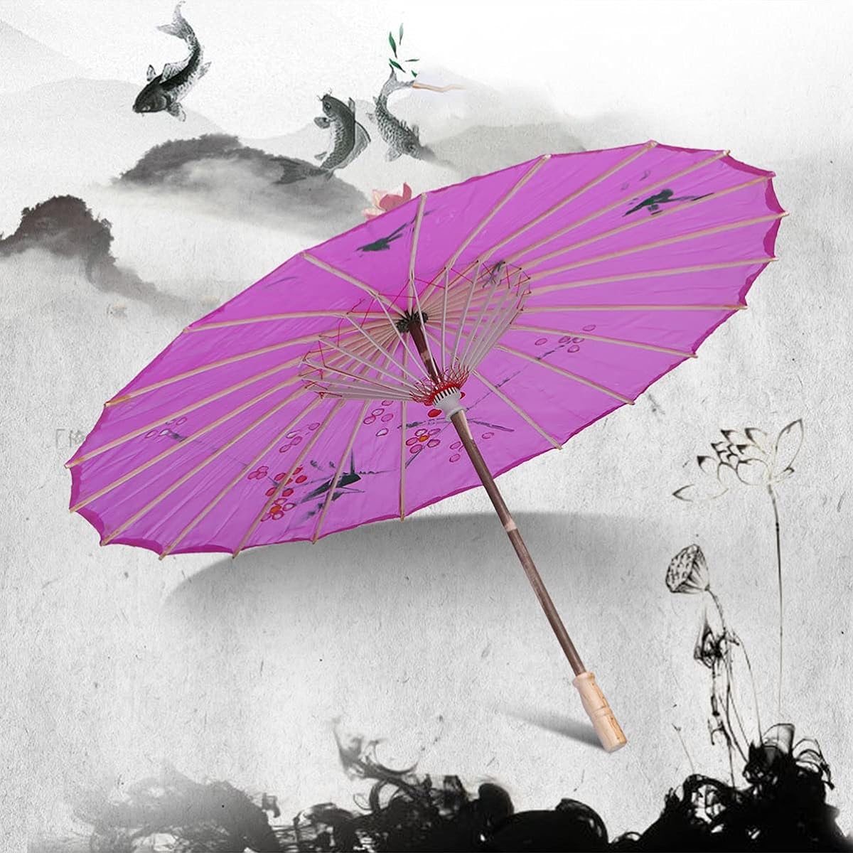 EXCEART Handmade Made in China Japanese Oil Paper Umbrella Parasol Classical Dance Umbrella for Wedding Party Photo Shoot Decoration (A)