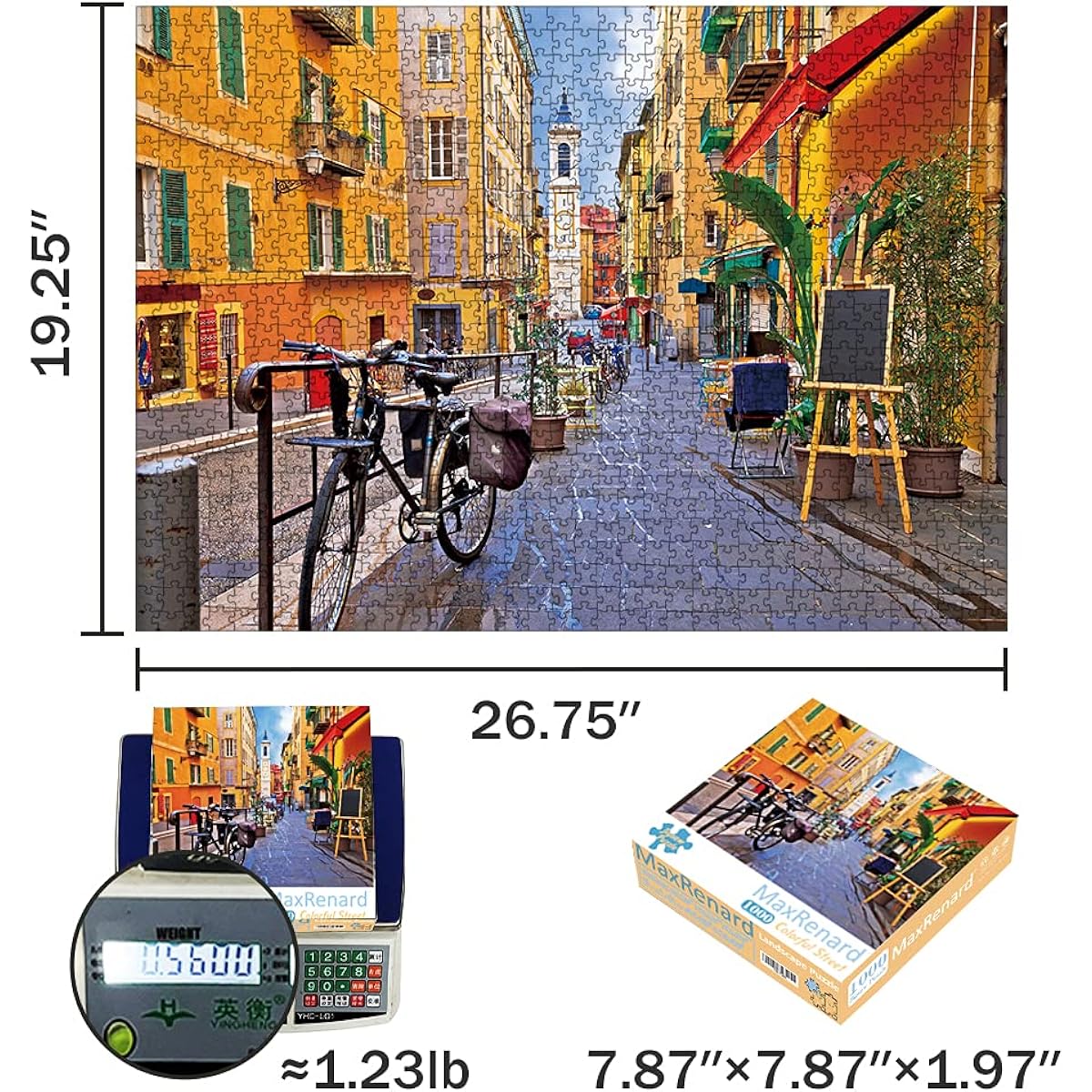 MaxRenard Colorful Street Jigsaw Puzzles 1000 Adult Puzzles Family Game Gift Puzzle Challenge Puzzle