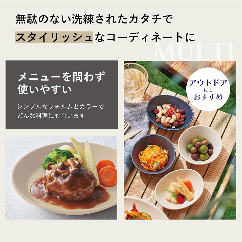 Taiwa Commercial Tableware, 3-Divider Plate, Natural Beige, 25cm, Pack of 10, Melamine Tableware, Wooden Style, Wood Grain, Dishwasher Safe, Stackable, Made in Japan Walna WD-15-NBE