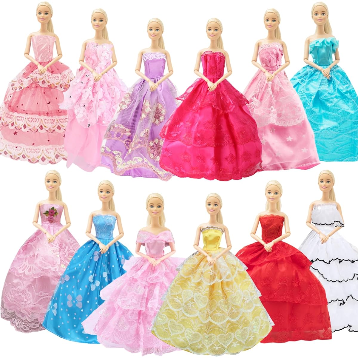 SOTOGO 12 Pieces Doll Clothes for 11.5 Inch Girl Doll Fashion Handmade Doll Dress Wedding Dress Evening Dress Party Gown Outfit