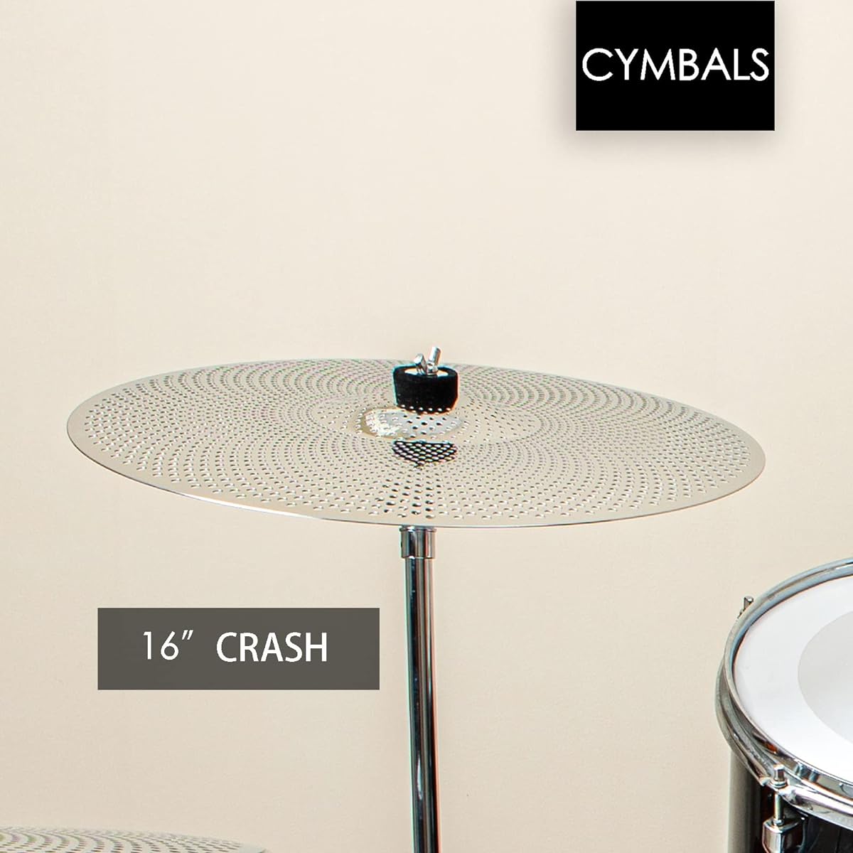 Low Volume Crash Cymbal 16 Inch Practice Crash Cymbal Quiet Crash Cymbal (16 Inch, Silver)