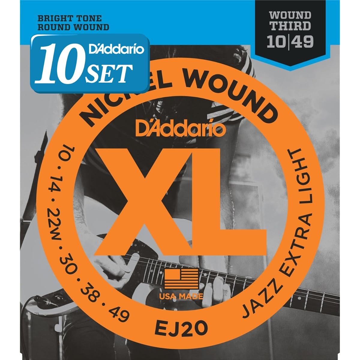 D'Addario Electric Guitar Strings Nickel Jazz Light .012-.052 EJ21 x 10 Set [Domestic Genuine Product]