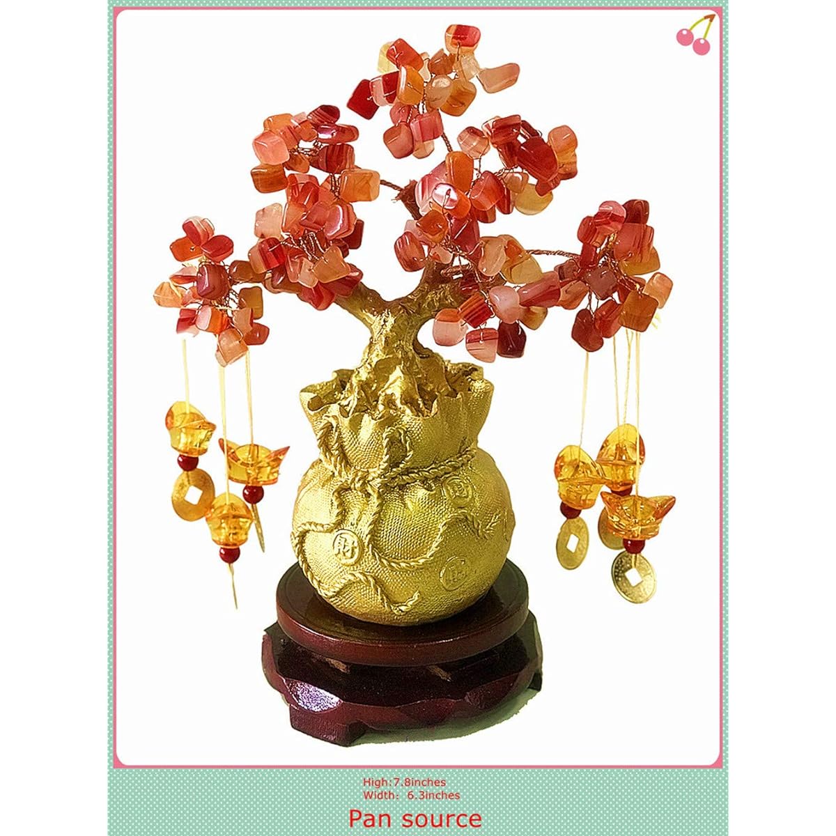 Pan source Feng Shui Citrine/Citrine Money Tree and Citrine, Faucet Crystal Tree/Chinese Dragon Lucky Crystal Tree/Gift Tree Red