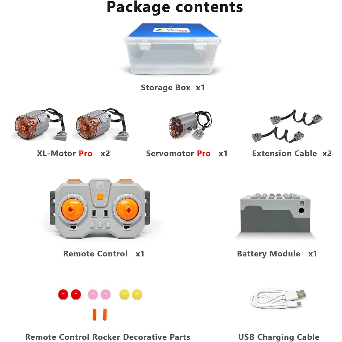 Technology Power Functions Motor Remote Control Set XL Motor Servo Motor Motor Extension Cable App Control Programmable Compatible with Lego (DLZ01)