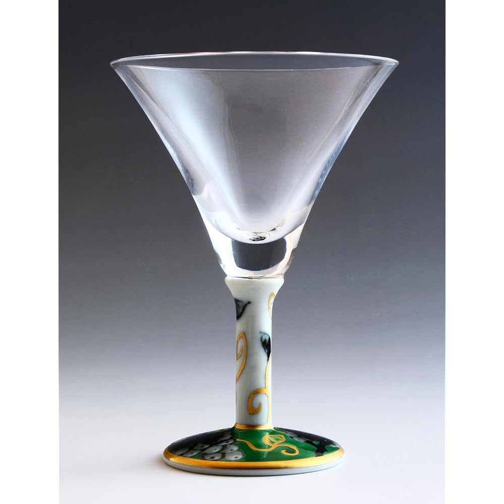 Arita Ware Romantic Glass Ginjo Cocktail Glass Large Somenishikibudo (Green) HF-23