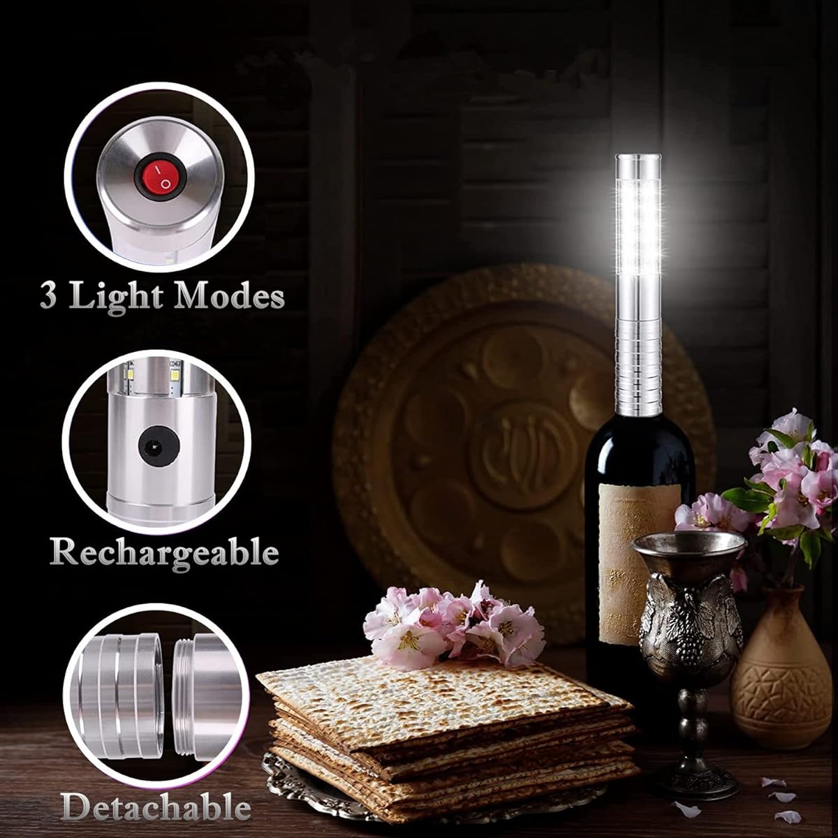 Aprjv 4pcs LED Strobe Baton Light Bottle Service Light Up Stick Rechargeable Champagne Bottle Handheld LED for Stage Nightclub Wedding Party Concert Event Bar White