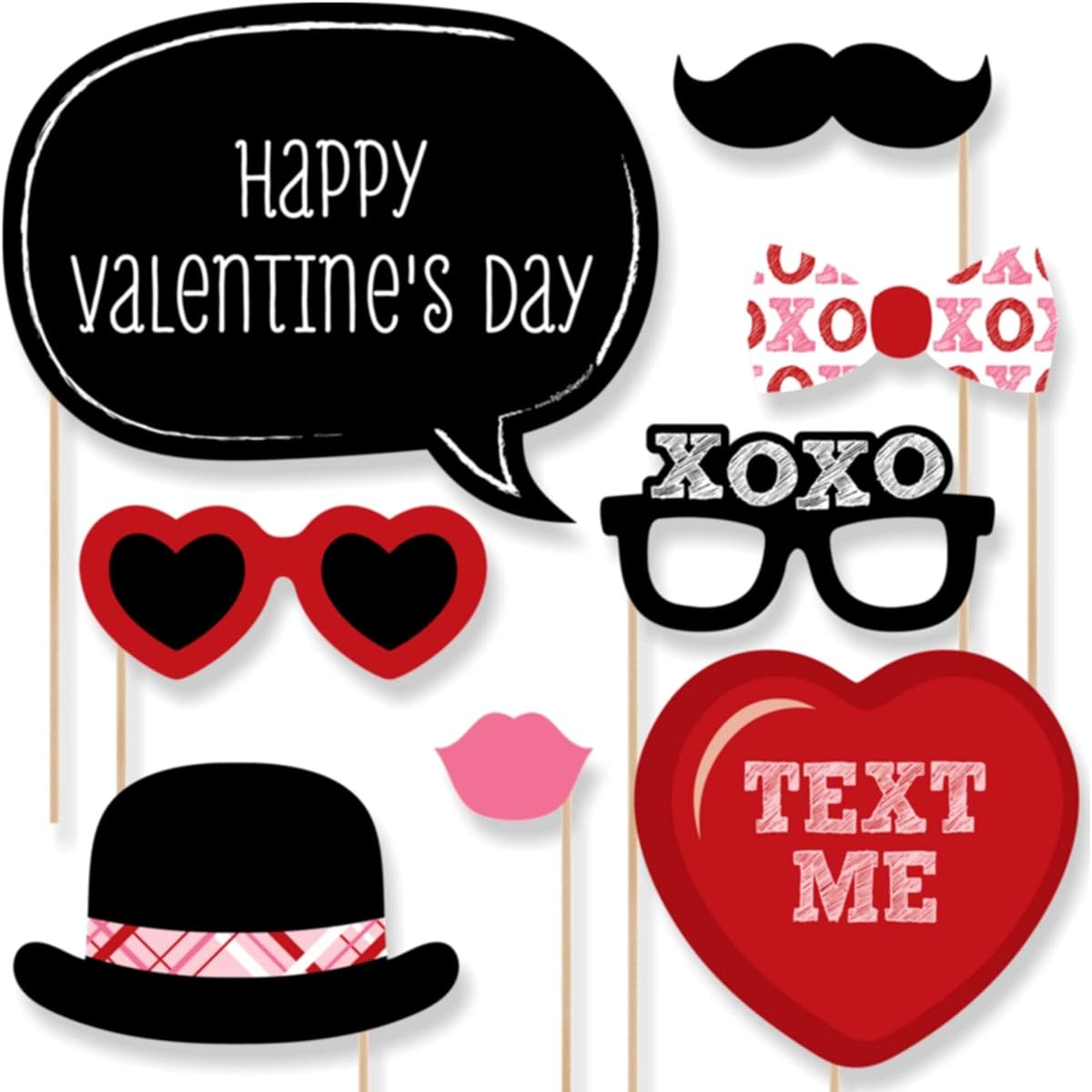 Valentine's Day - Photo Booth Props Kit - 20 Count