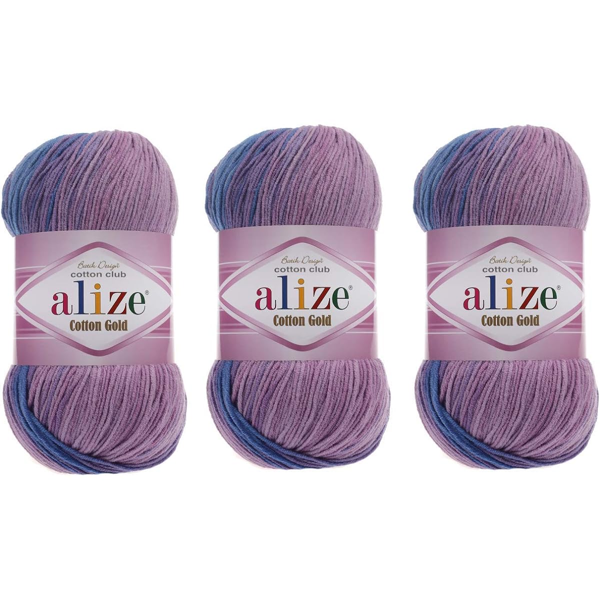 Alize Cotton Gold Batik Yarn 55% Cotton 45% Acrylic 3 Skeins 300g 1082 Yards Knit Acrylic Cotton 2 Sports Yarn (4531)