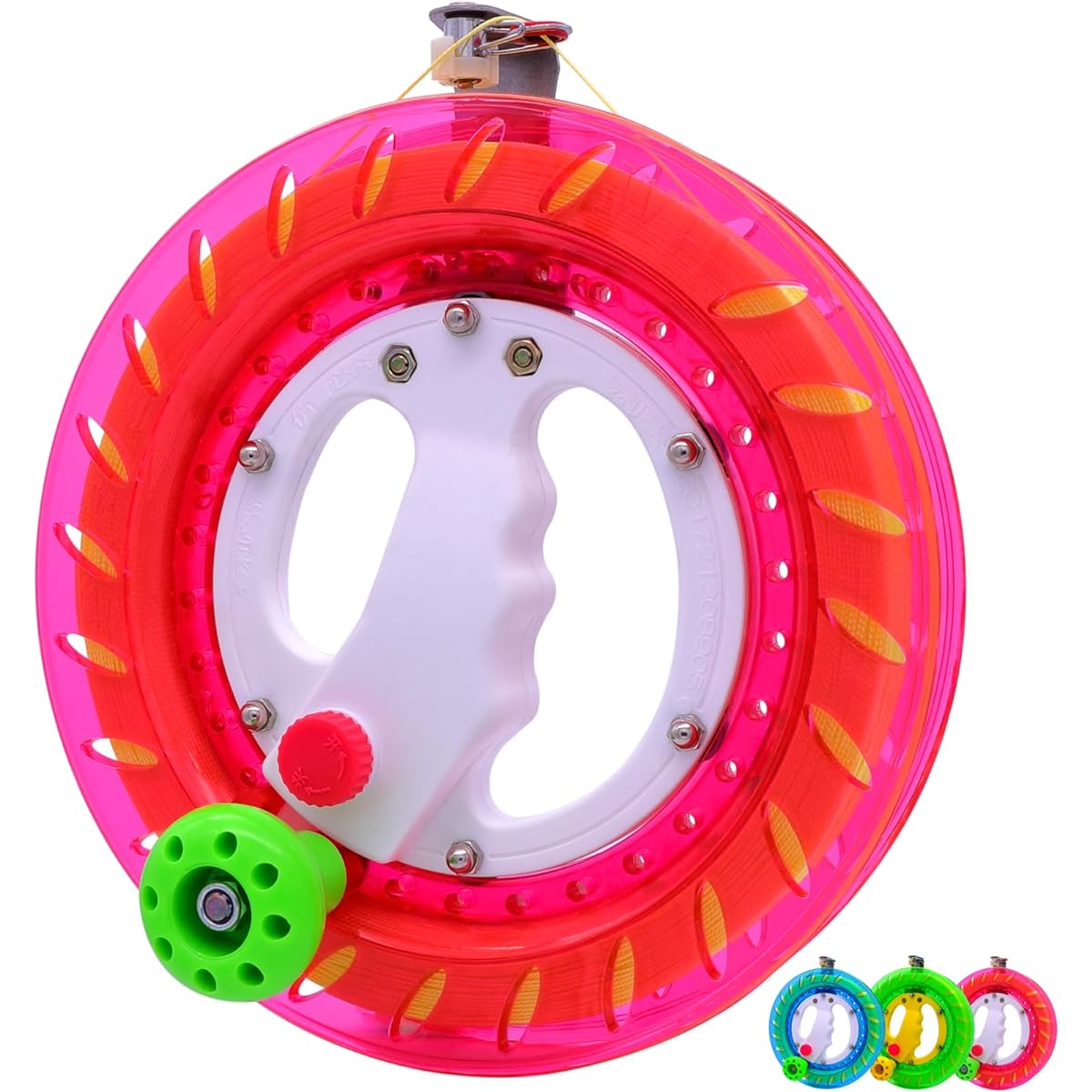 Kite Reel Kite String with Reel 8 Inch 31.8kg High Strength Kite String Large Handle Safety Lock Design with Connectors Kite String Spool for Kids Adults (Red)