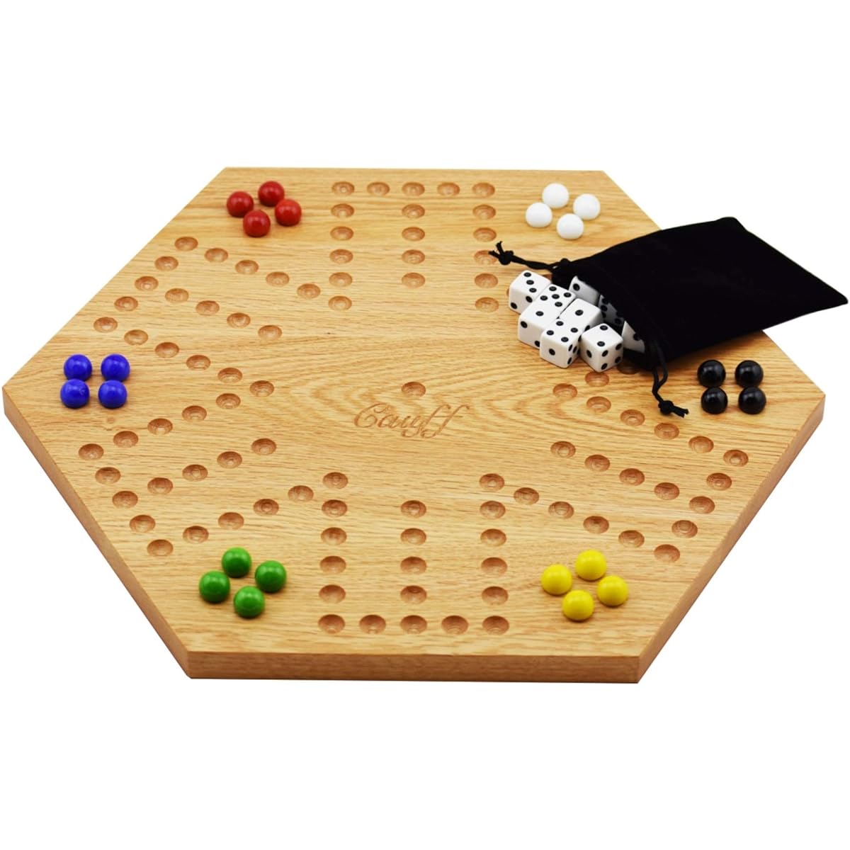 Cauff Solid Oak Double Sided Marble Board Game Wood 16"