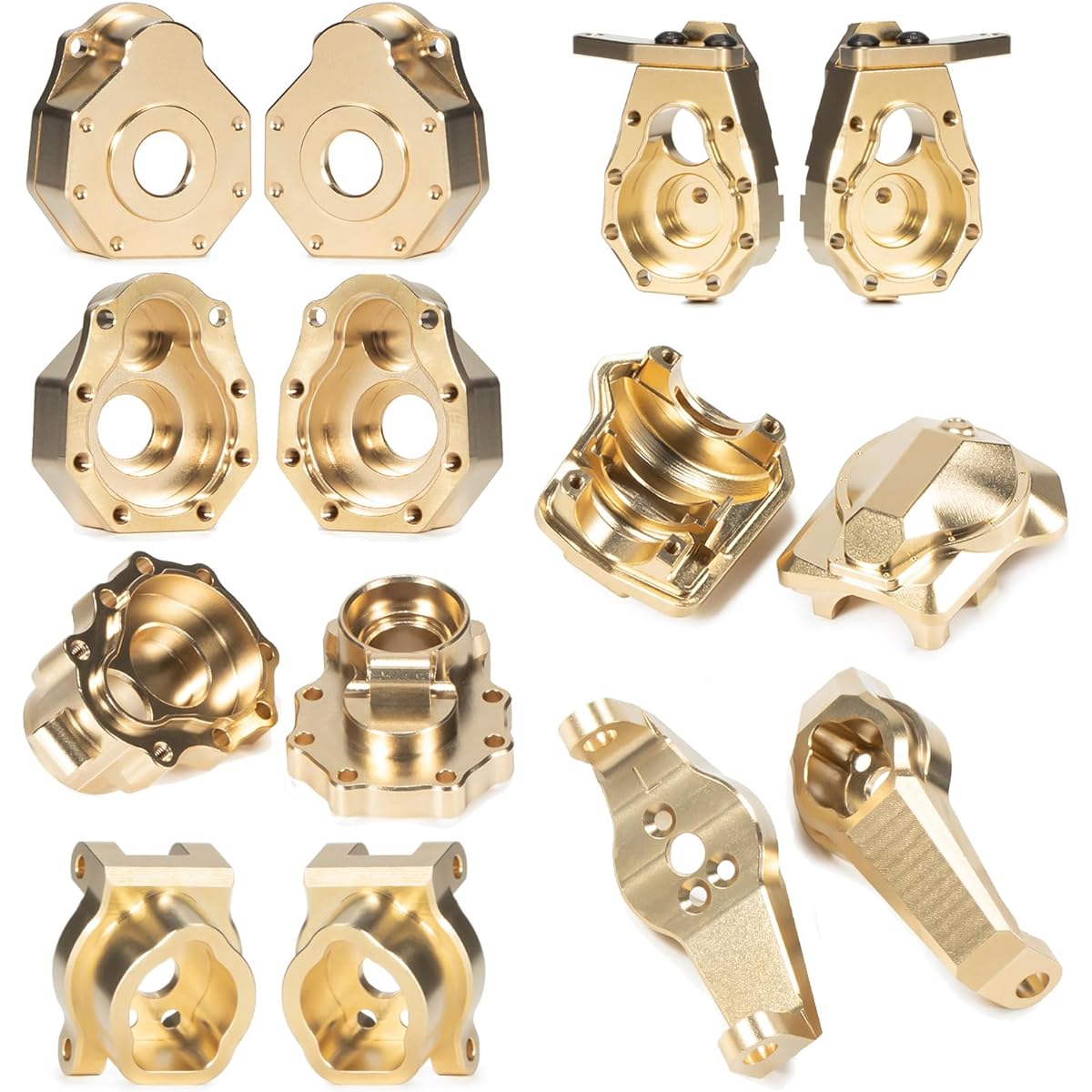 RCBOYZ Brass Driver Housing Set Brass Portal Housing Outer & Caster Block Axle Mount Steering Knuckle Differential Cover Portal Housing Inner Upgrade Parts Kit for 1/10 TRX4 RC Crawler Car