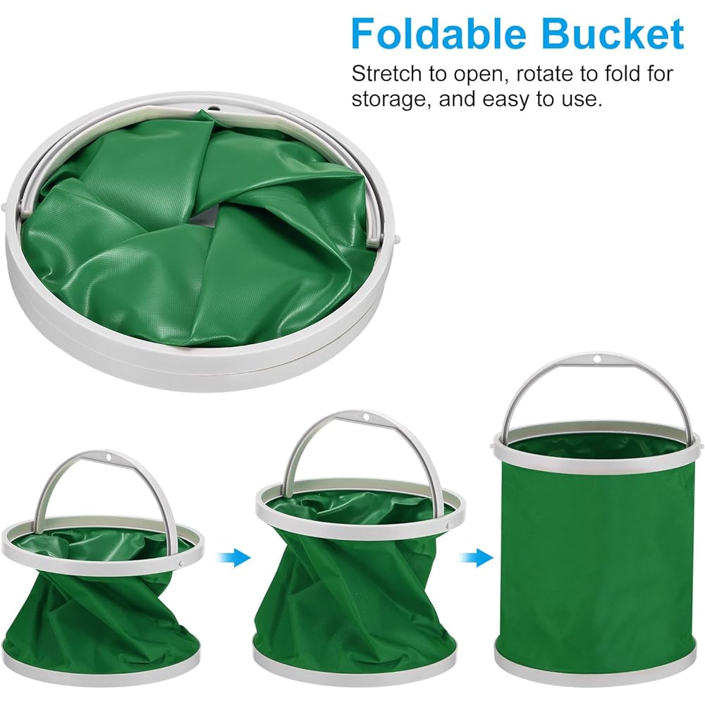 PATIKIL Camping Bucket Fishing Bucket Water Tank Foldable with Handle for Camping Car Wash 13L Green