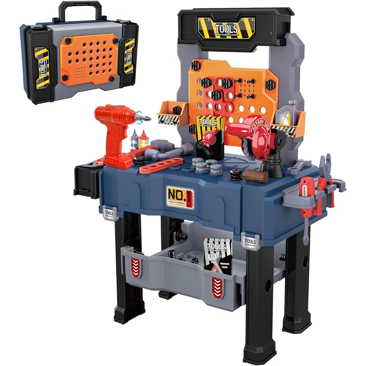 Tool Bench for Kids with Electric Toy Drill and Realistic Tools, Kids Tool Set for 3-5 Years Old Kids, Pretend Tool Toys for Boys and Girls