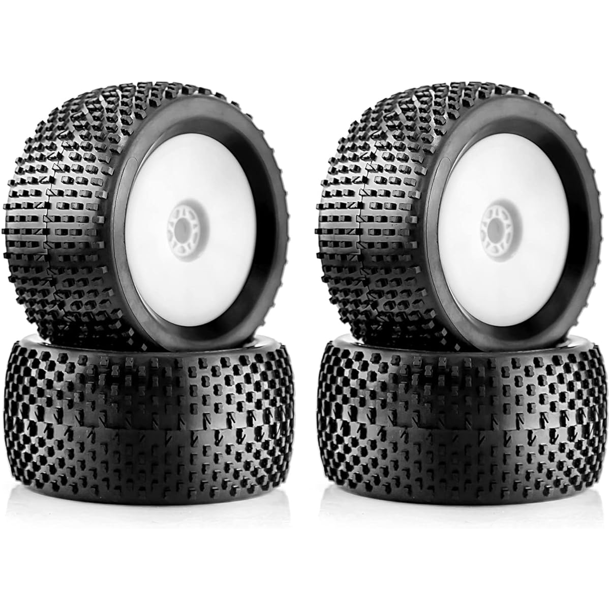 Chanmoo 1/8 Off-Road Buggy Tires 140mm Wheel 17mm Hexl 1:8 Rubber Off-Road Tires for 1/8 RC Racing Car 4WD Nitro HPI HSP BAZOOKA CAMPER Kyosho ZD 1/8 Buggy Wheels and Tires 4pcs (White)