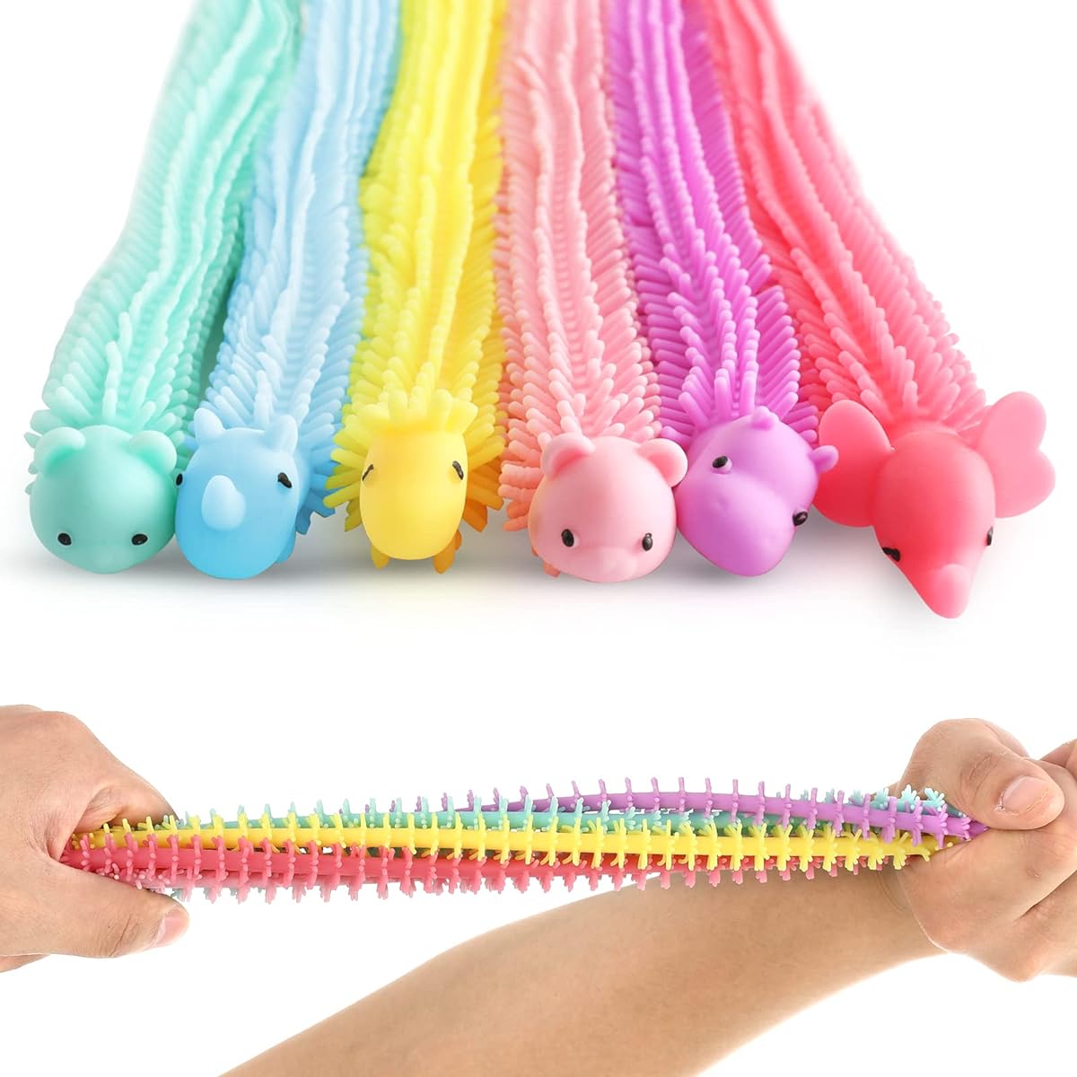 Fidget Stretch String - Stocking Stuffers for Kids, Sensory Fidget Toys, Classroom Rewards, Quiet Stress Relief, Calming Toys for Kids Students, Stretchy Noodle Fidget Toys