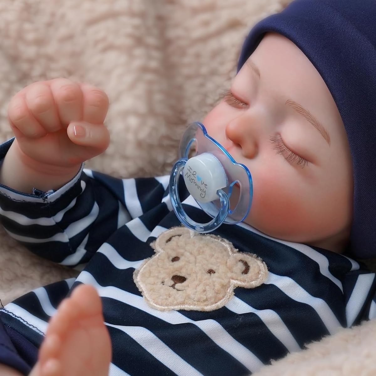 ADFO Lifelike Reborn Doll Boy 20 Inch Realistic Newborn Baby Boy Doll Soft Vinyl and Cloth Body with Clothes and Toys Gift for Ages 3+, White