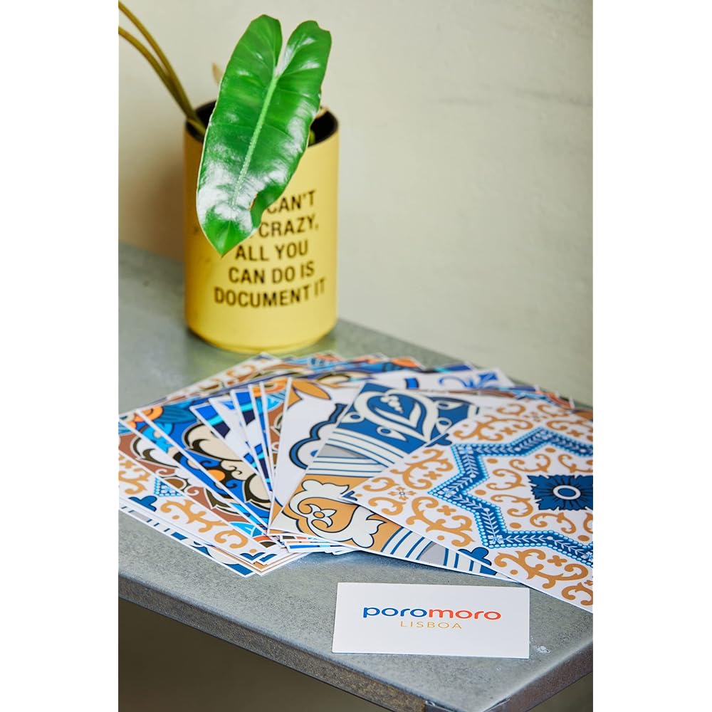 Poromoro Portuguese Spanish Azulejo Tile Stickers Peel and Stick Kitchen & Bathroom Mosaic Tile Stickers Set of 20 (7.9_ZE)