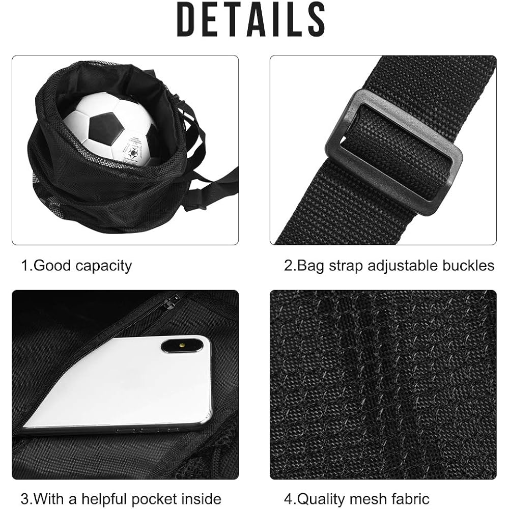 Ball Bag, Shoulder Bag, Large Capacity, Light, Breathable, Easy to Carry, Mesh, Can Store Small Items, Soccer, Basketball, Volleyball, Storage Bag, Sports Bag, Ball Storage Bag