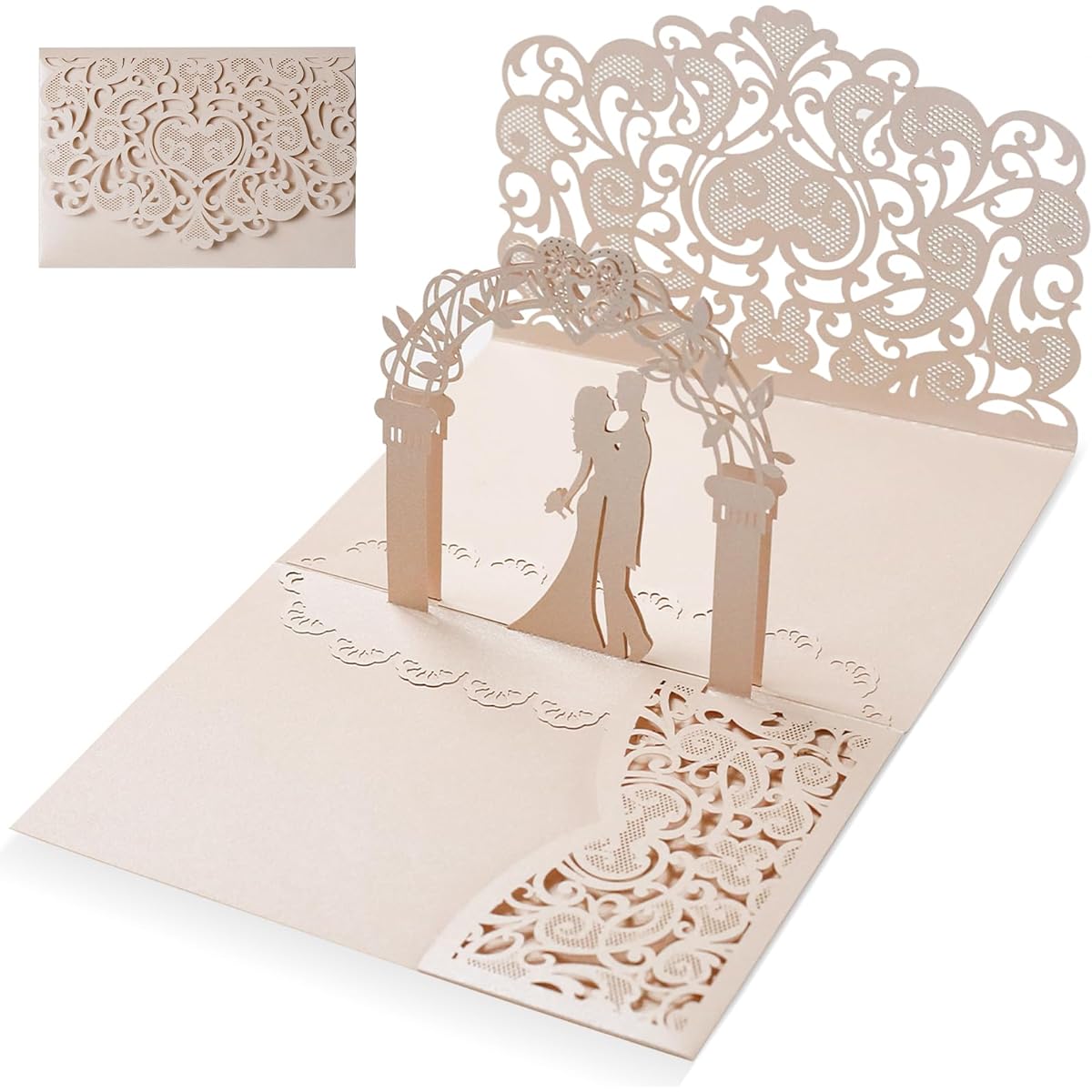 Greatshen 3D Pop Up Wedding Cards Wedding Greeting Cards Gift Cards with Envelopes Wedding Celebration