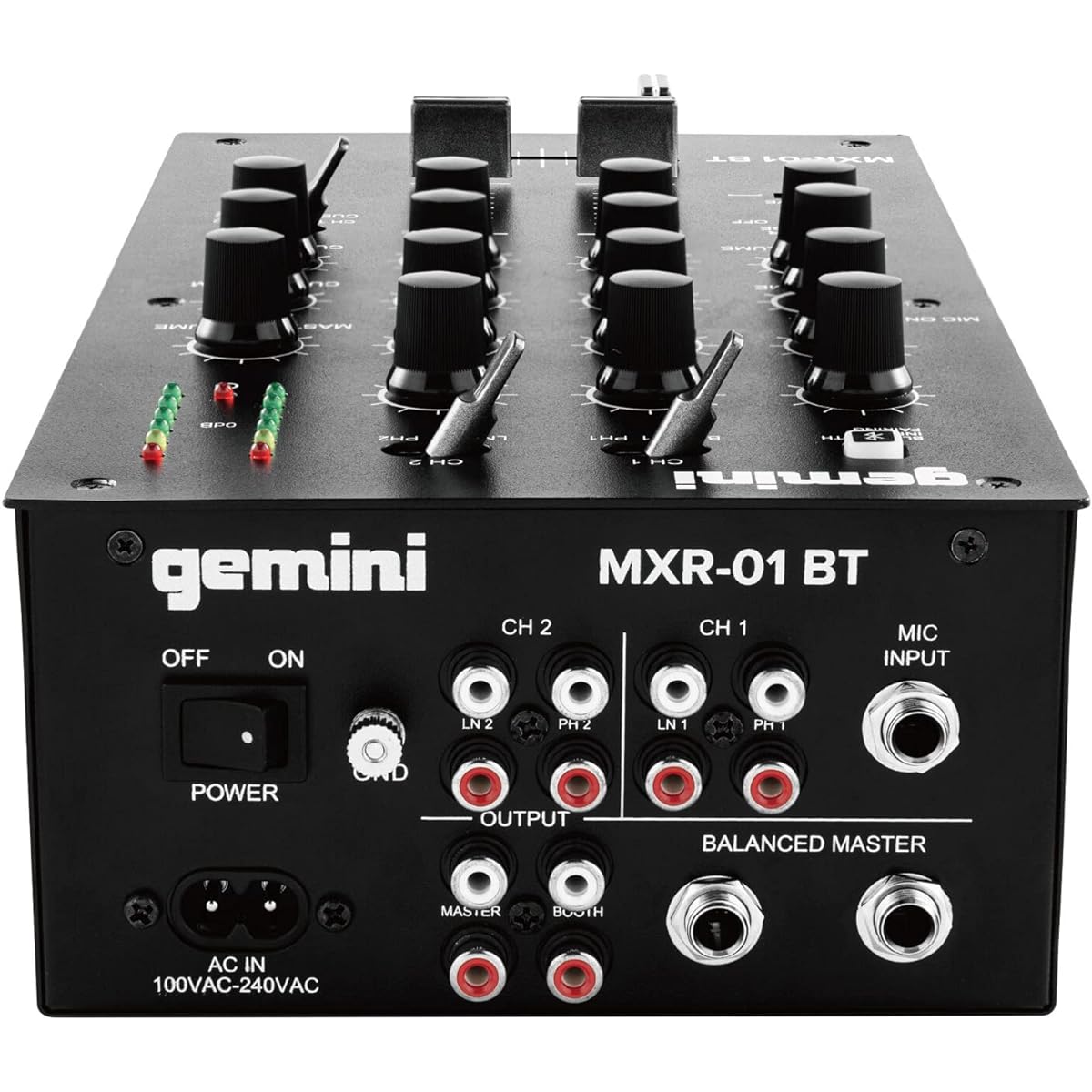 Gemini MXR-01BT 2-channel DJ mixer with Bluetooth connectivity, gain and EQ [Official Japanese product]