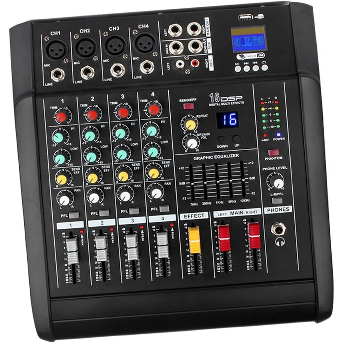 Kioware Audio Mixer Amplifier USB Bluetooth Mixing Console for Recording Home Party