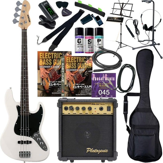 SELDER Bass Jazz Bass Type JB-30/WH Beginner 20-piece Set