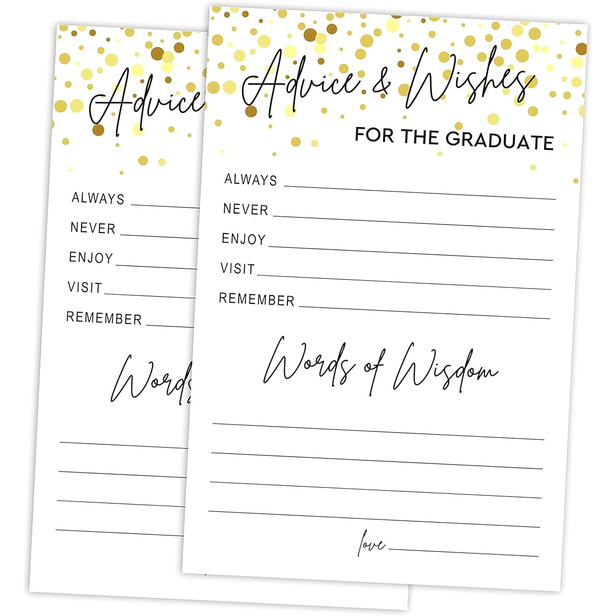 RLCNOT Graduation Advice and Wishes Card Set, Set of 20 - Masters, Junior, College, High School, Junior, College Celebration Announcement Guestbook/Grad089