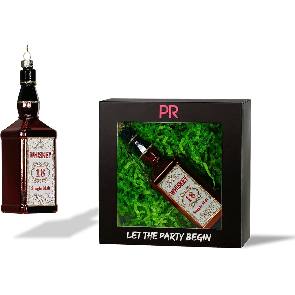 Party Rock | Whiskey Bottle Glass Ornament | Drinks Collection