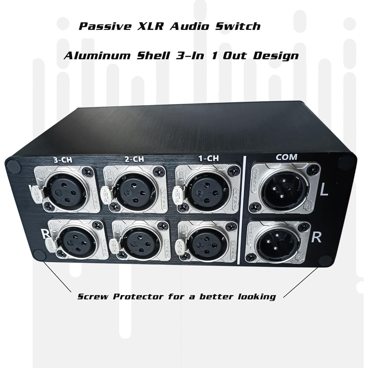 WisWinDa 3-IN-1-OUT XLR Pro Audio Switch Balanced Audio Converter 3 Channel HiFi Stereo Passive Audio Selector Switcher Box No Loss Aluminum Shell Quality XLR Connector (3in-1-out)