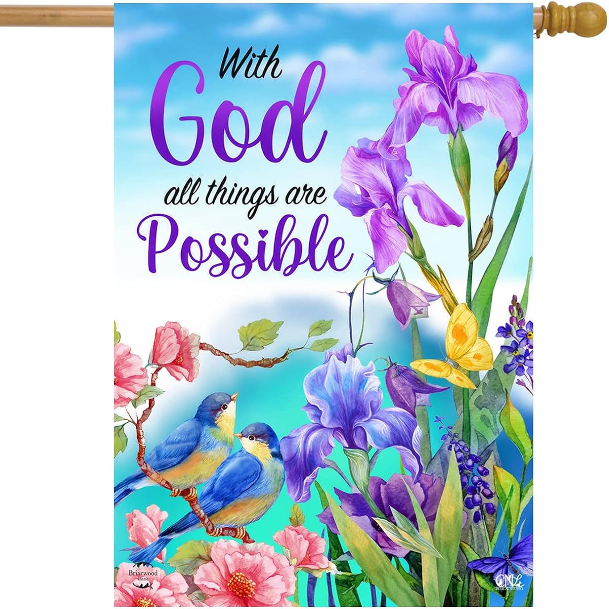With God Religious Inspirational Flag 28" x 40" Briarwood Lane