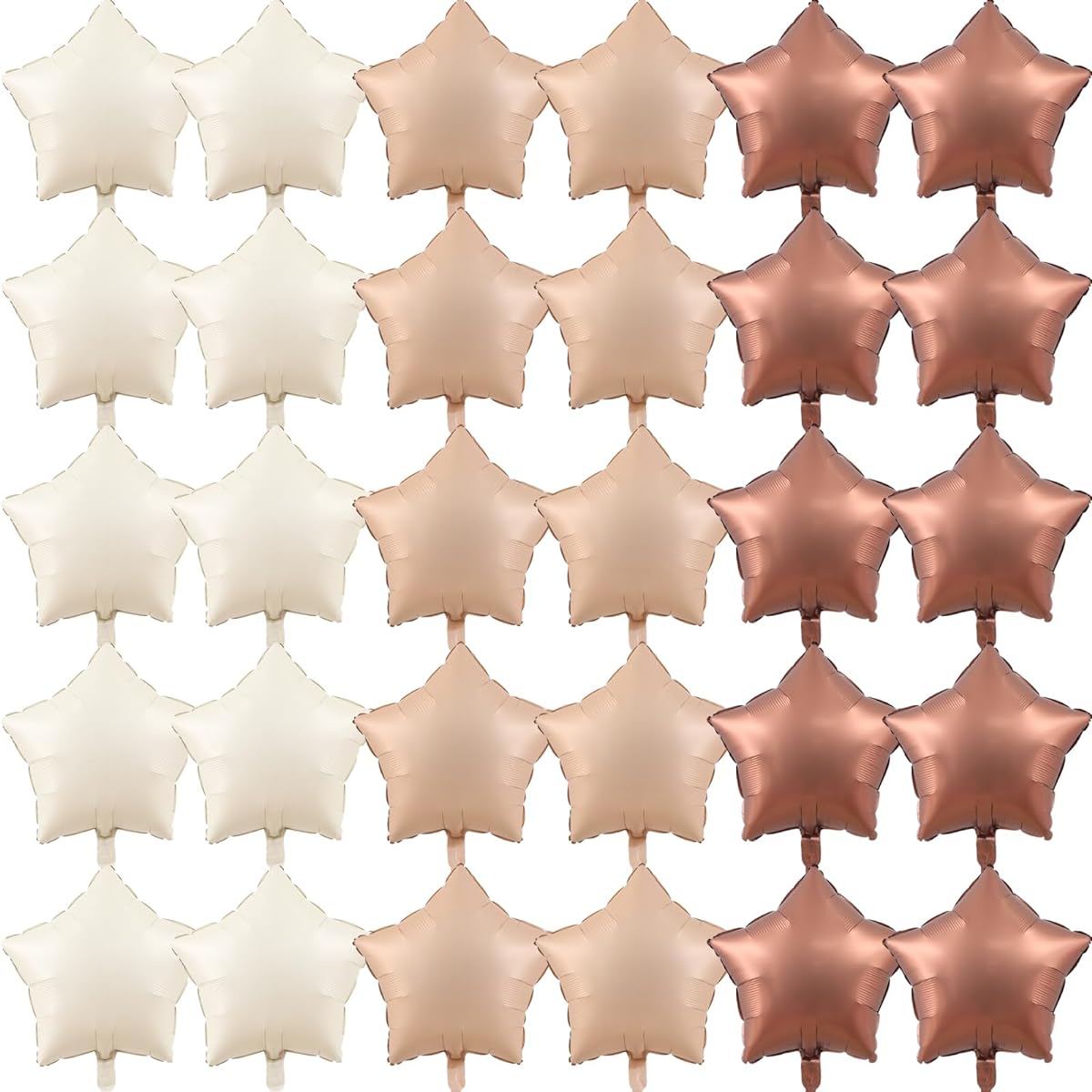 30 Star Balloons 18 Inch Brown Nude Tan Cream Caramel Foil Mylar Balloons Foil Balloon Decorations for Women Girls Valentine Birthday Wedding Proposal Bridal Bachelorette Party Decor