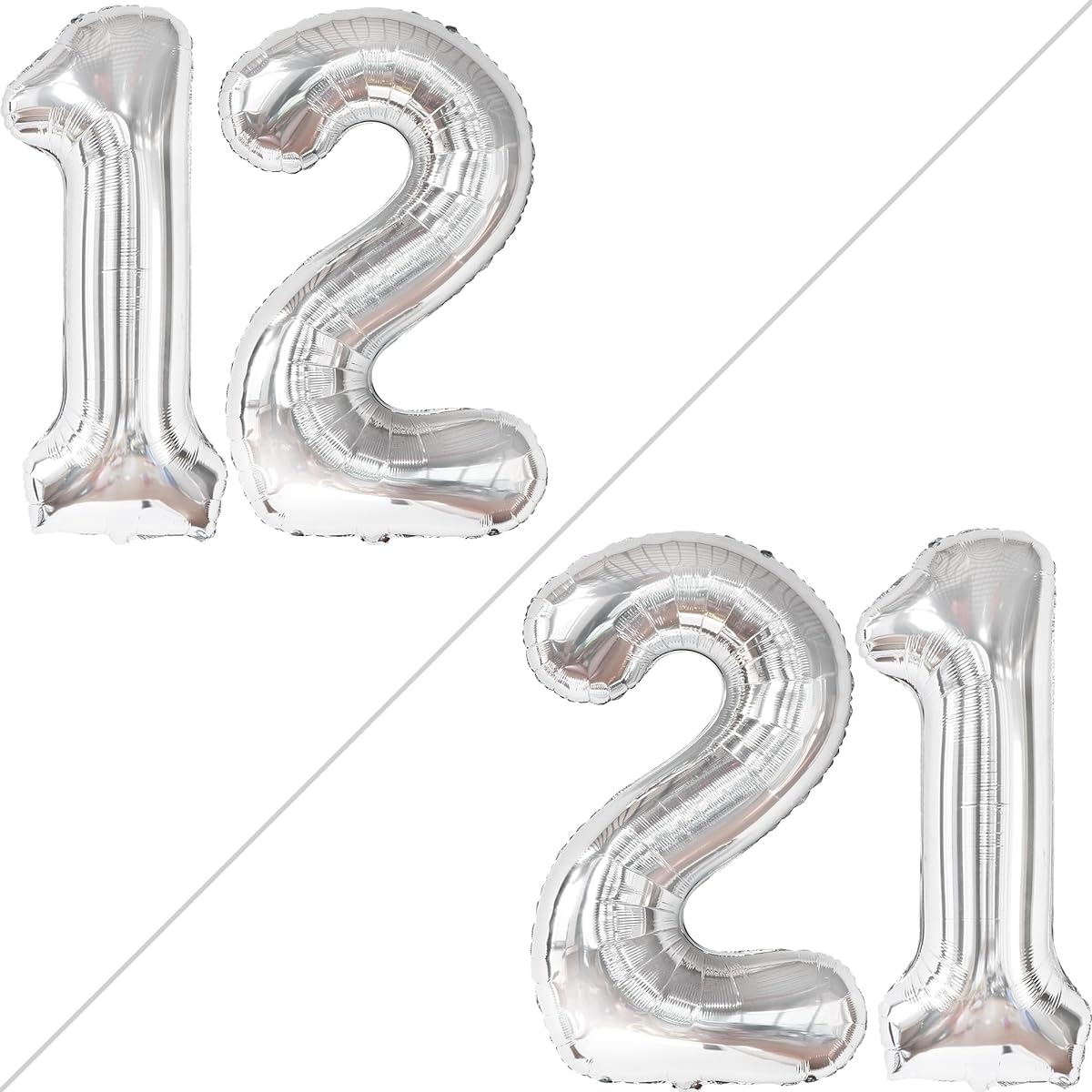 Silver Number 12 Foil Balloon