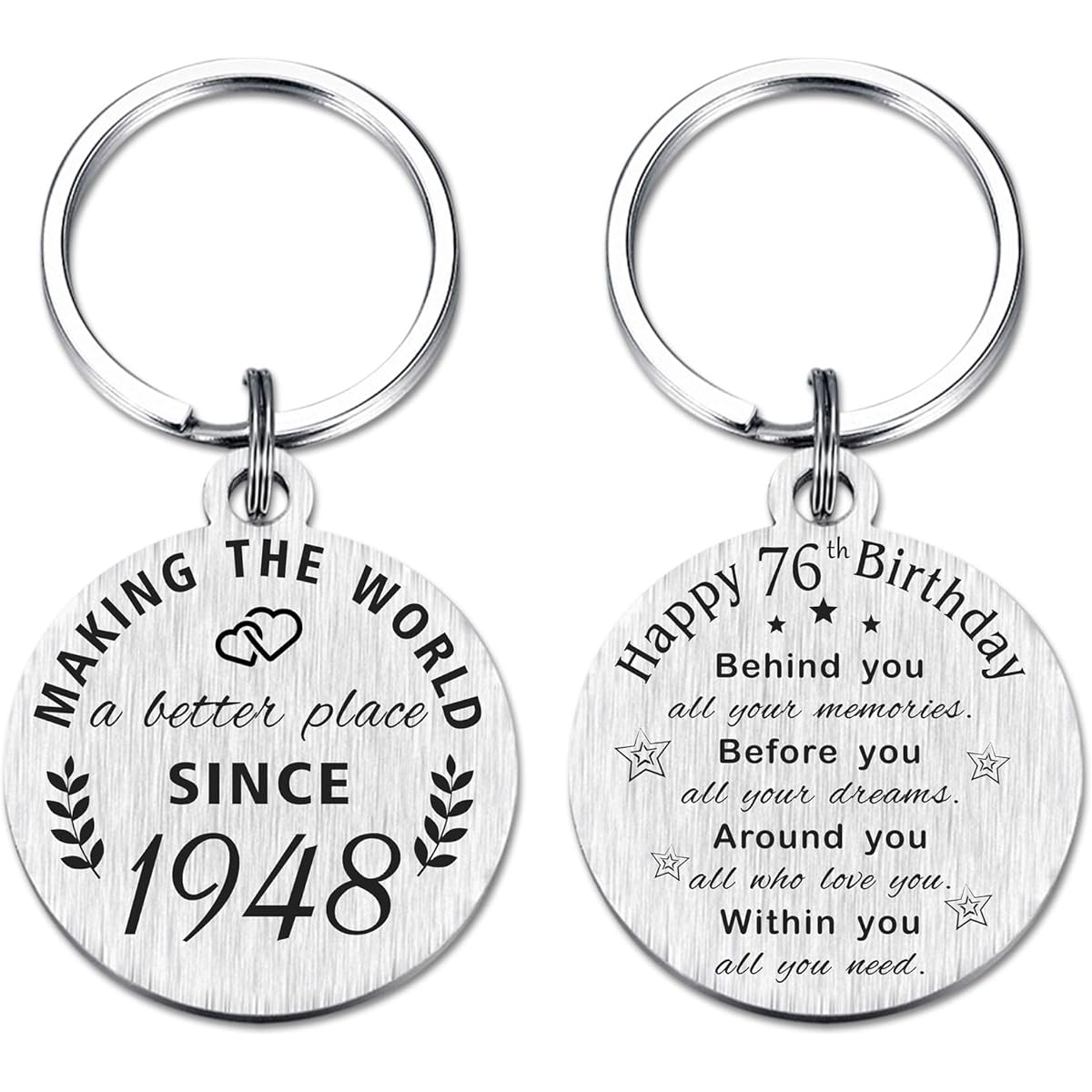 ABNTY 76th Birthday Gifts for Women and Men, 76th Birthday Keychain, Gifts for Born in 1947, 1947 Birthday Decorations