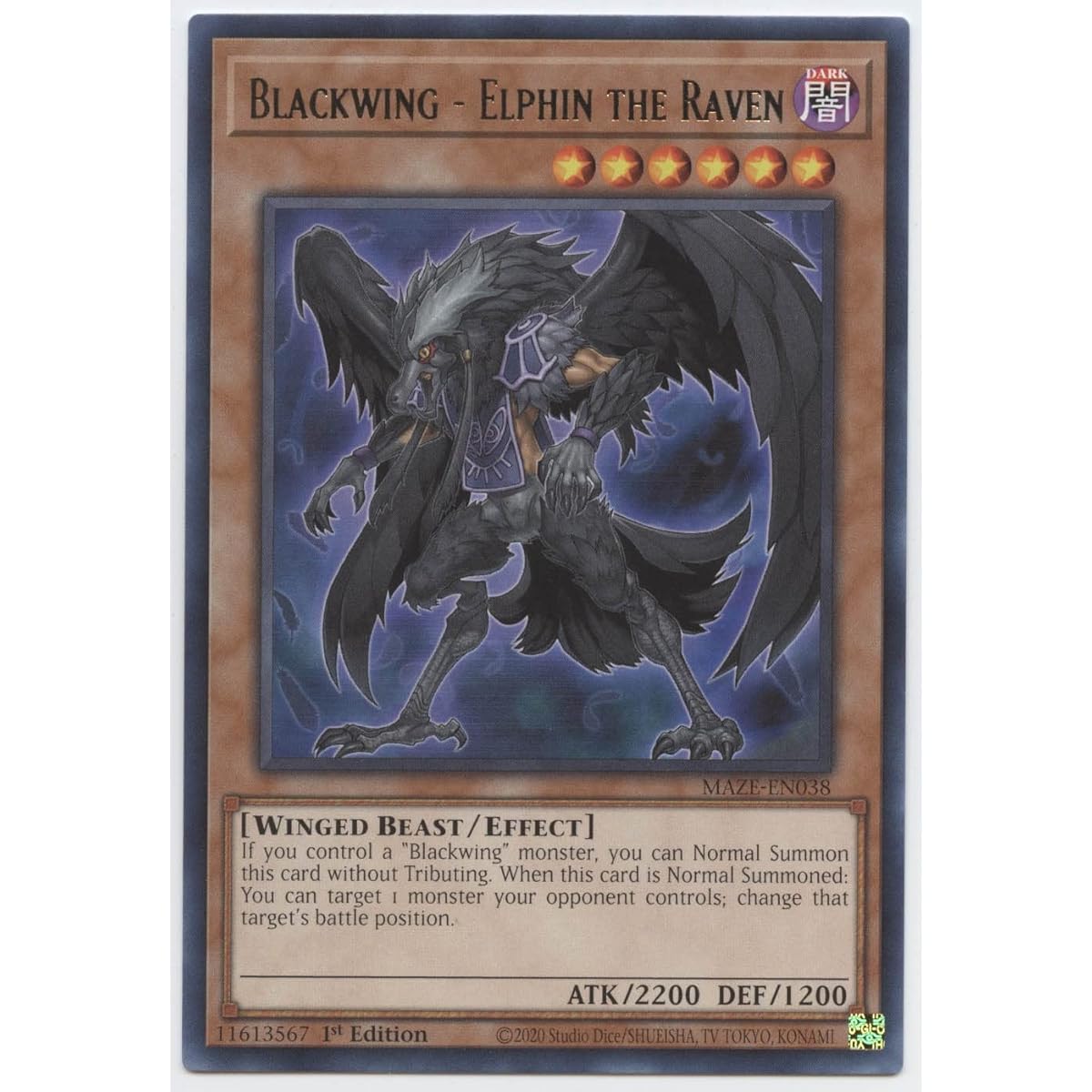 Blackwing - Elfin the Raven - MAZE-EN038 - Rare - 1st Edition