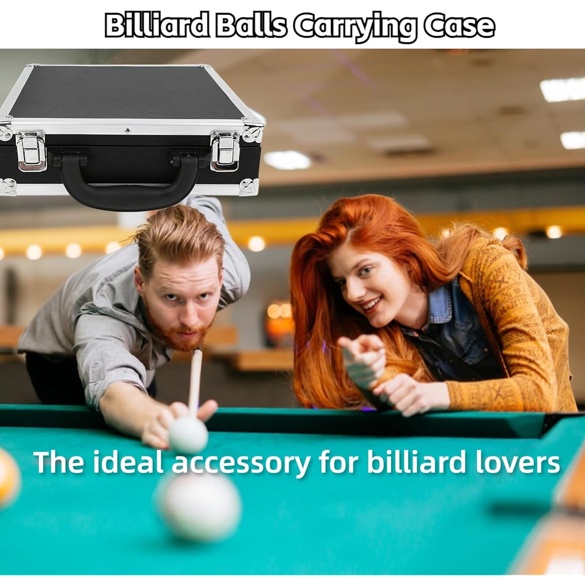 Cryfokt Portable Billiard Ball Carry Case Box Snooker Billiard Ball Storage Box Pool Carry Case Accessories Billiard Ball Carry Case with Handle for 1 Set of Billiard Balls