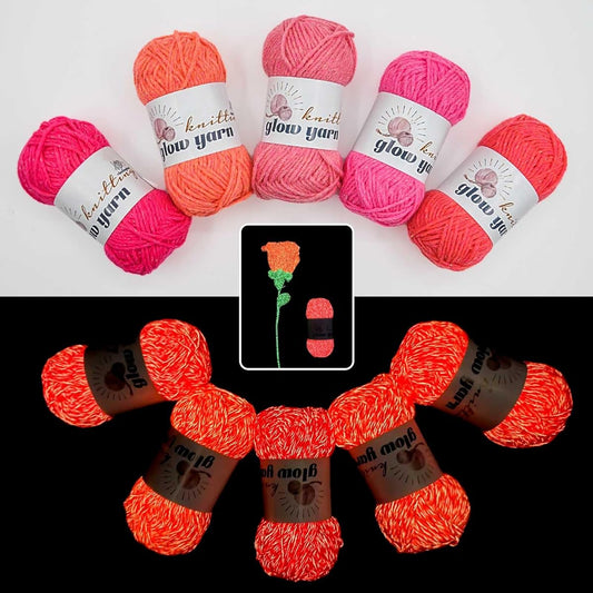 Bulingbuling Glow Yarn - Perfect for Knitting and Crocheting, 5 Pack Red Luminous Yarn, 400 Yards Each, 198g/5oz, Colorful