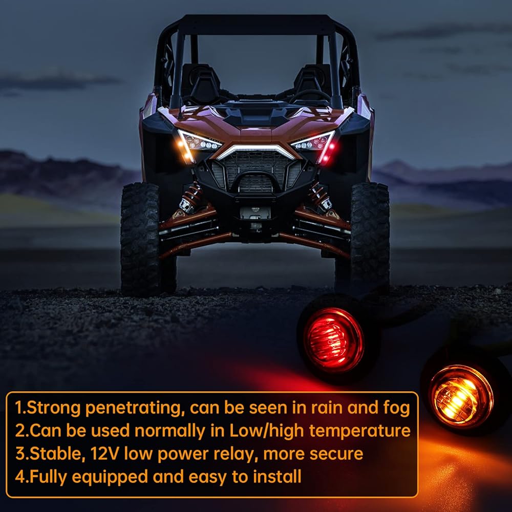 UTV Turn Signal Kit with Turn Signal Rocker Switch ATV Street Legal Kit Compatible with Polaris RZR Ranger Turbo Can-am (Blue Backlight)