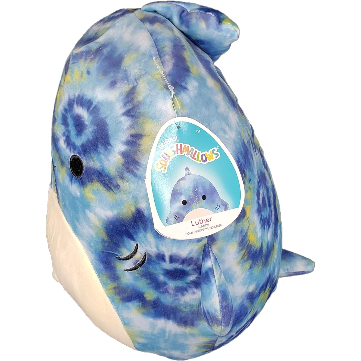 SQUISHMALLOW KellyToys - 12" (30cm) - Blue Tie-Dye Shark - Super Soft Stuffed Animal Pillow Pal
