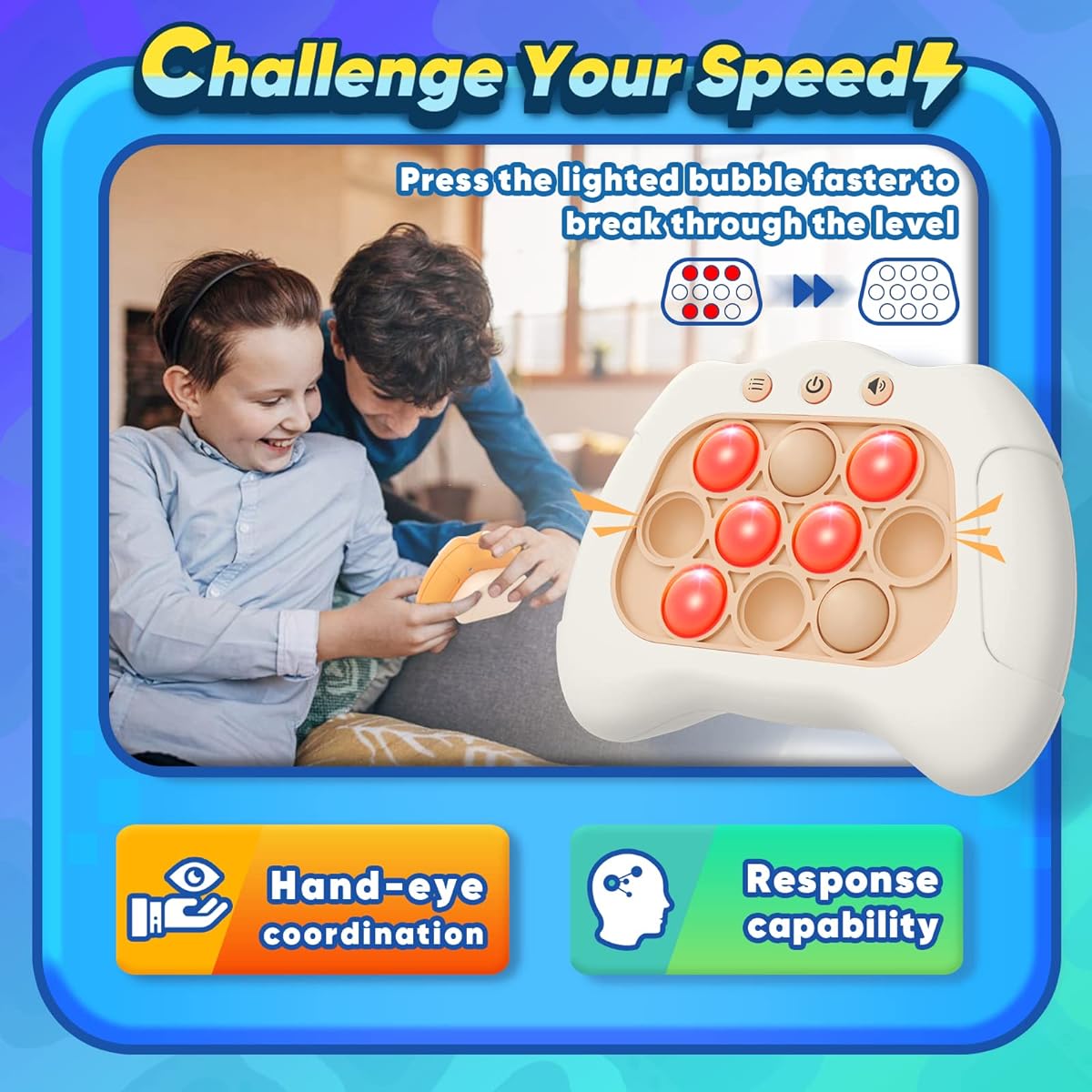 Byserten Handheld Pop Game Sensory Fidget Toy for Kids Ages 6-12, Birthday Gifts for 3, 4, 5, 6, 7, 8, 9 Year Old Boys & Girls & Teens, White