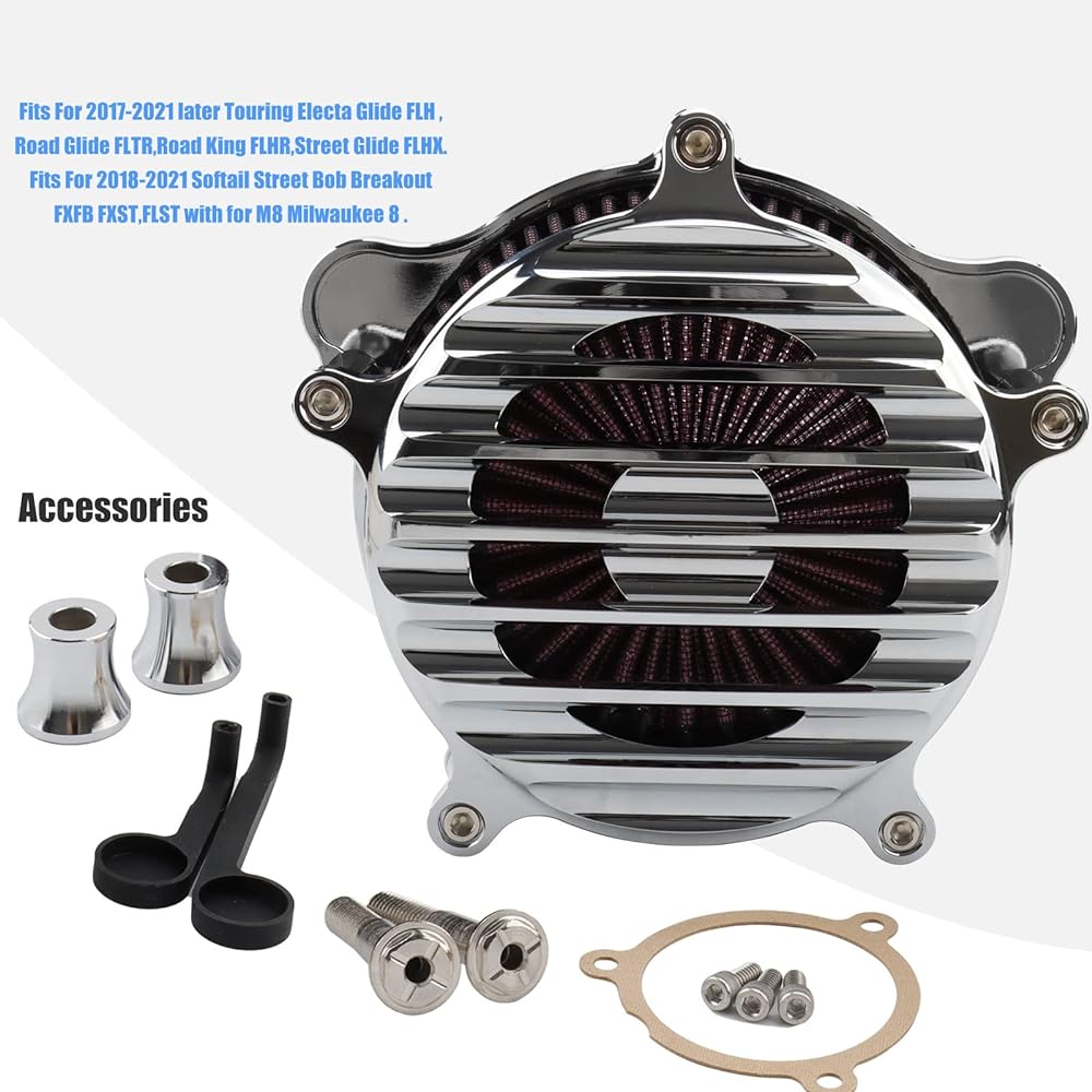 Air Cleaner Air Intake Filter Kit Harley 2017-2023 Touring Road Glide Road King Street Glide Electra Glide Trike 18-2023 Softail Fat Boy Street Bob FXDR 114