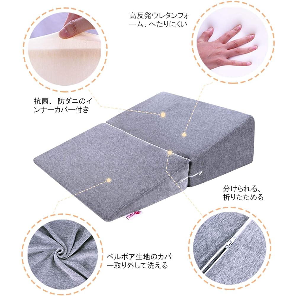 Meiz Triangular Cushion, Triangular Pillow, Backrest Cushion, Lumbar Pillow, Polyurethane Foam, Sleeping, Mother's Day, Present, Respect for the Aged Day, Foot Pillow, Smooth Pillow, Side Sleeping, Good Sleep Support, High Resilience, Belboa Fabric, Wash