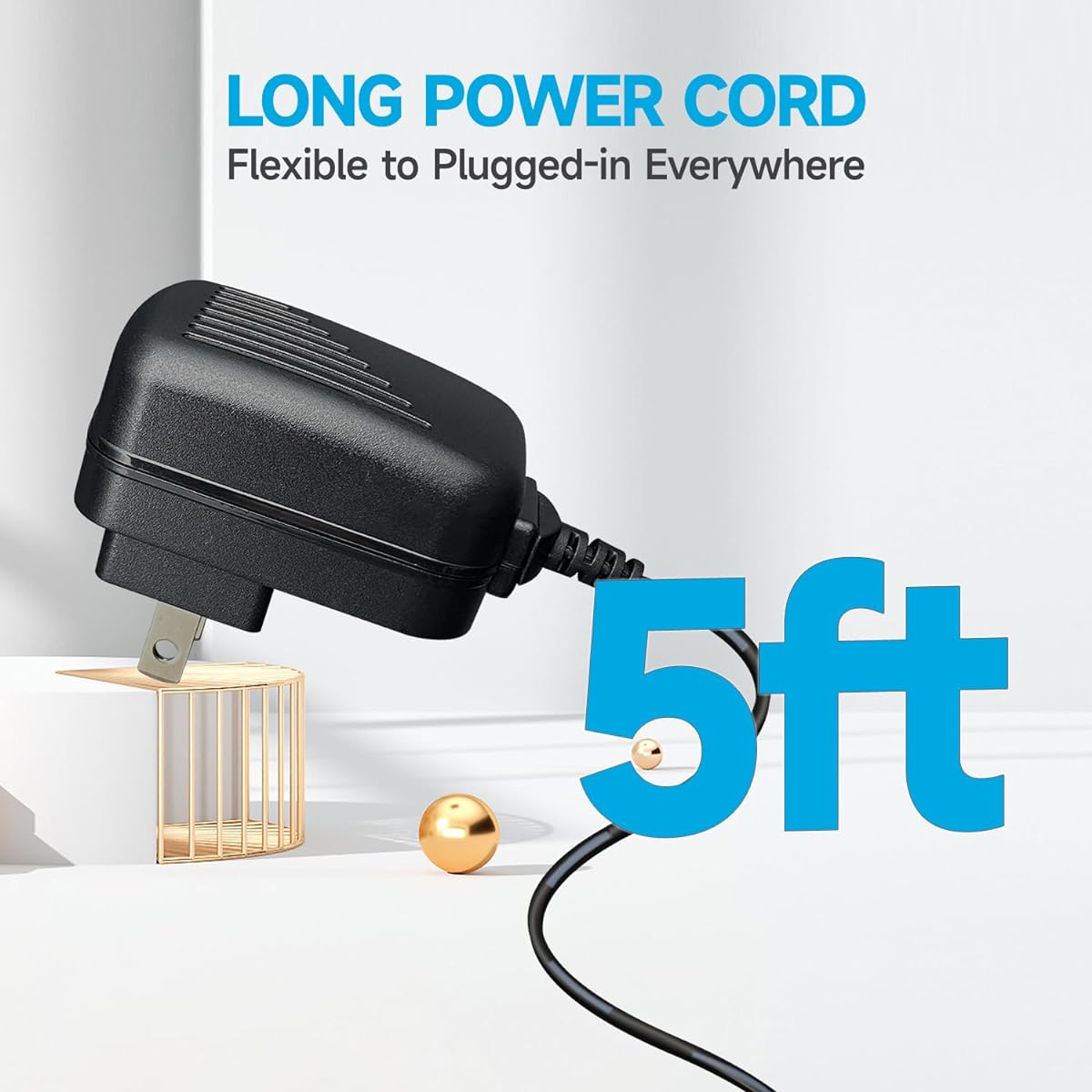 UL certified 6Vdc 2A power adapter Compatible with 1.5A 1A 0.5A devices 100-240V 50/60Hz AC to DC 12W power cord for blood pressure monitor/stationary bike/humidifier/scanner, etc.