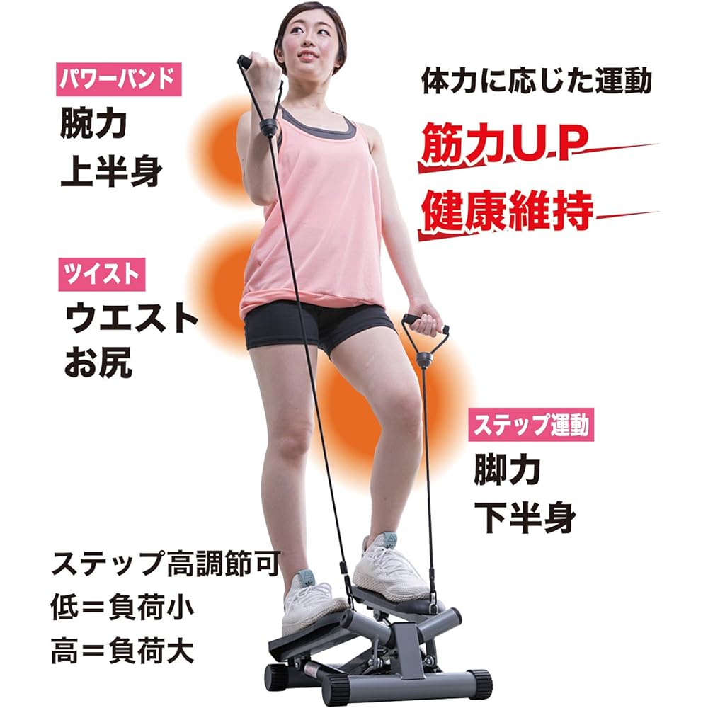 IRONMAN CLUB Mini Twist Stepper with Band IMC-90 Home Use Black