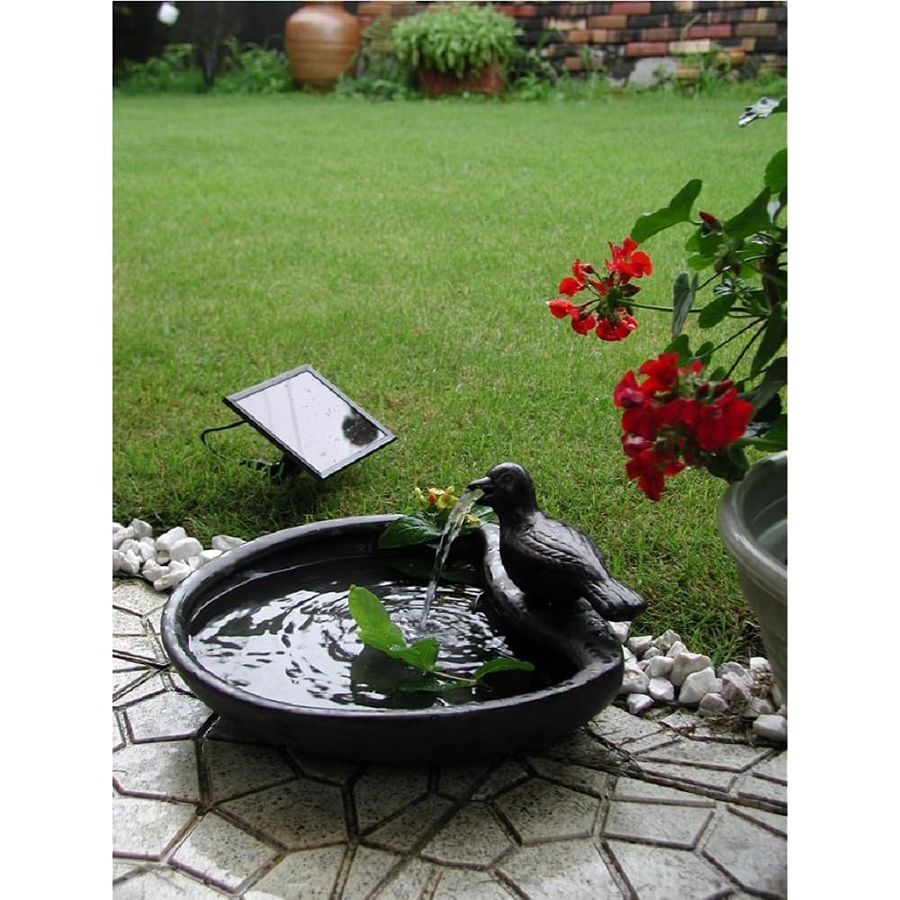 SMART SOLAR Solar Bird Bath Gray