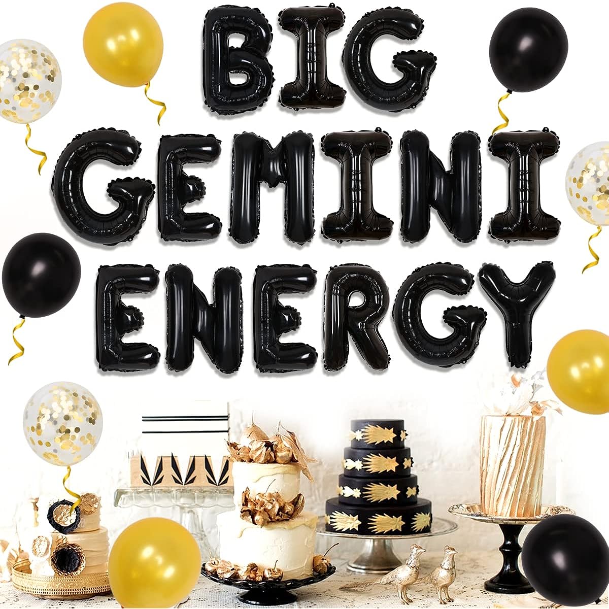 Gemini Birthday Party Decorations - Large Gemini Energy Balloon Banner May June Zodiac Sign Birthday Party Supplies with Confetti Balloons for Women Girls 18th 21st 25th 30th Birthday