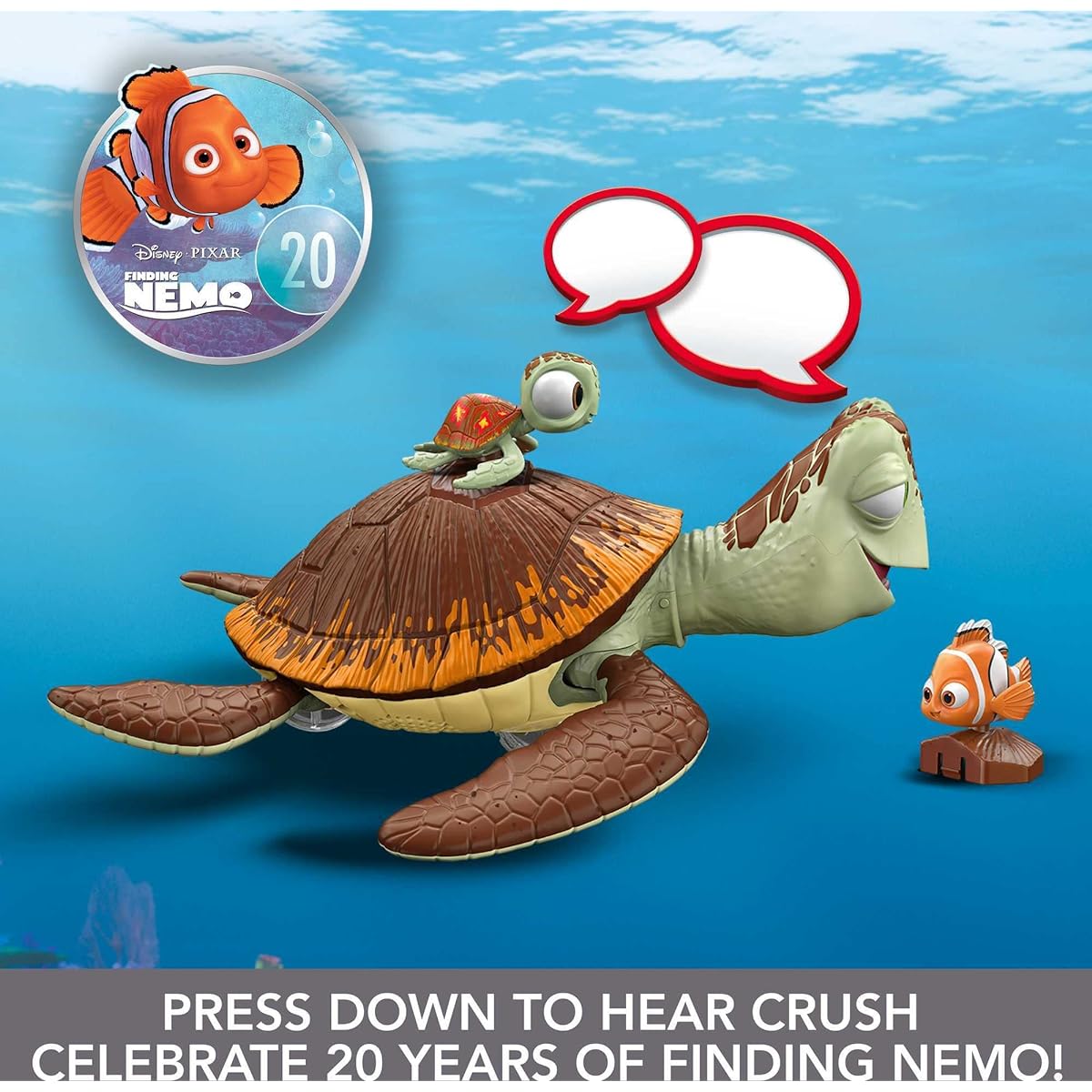 Disney Pixar Finding Nemo Toy Crush Turtle Figure Chat & Cruise Move & Talk Toy Nemo Interacting Toy Interacting with Small Figures Gift for Kids