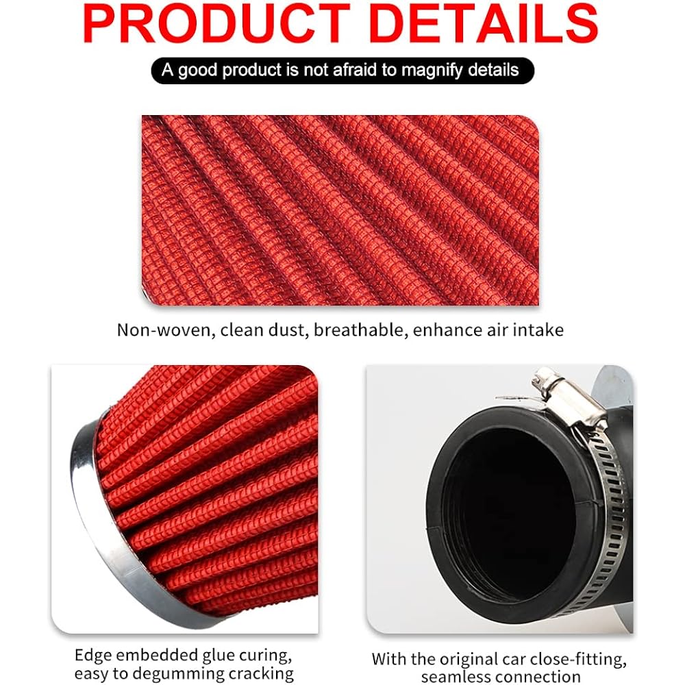 NIBBI Motorcycle Air Filter 48mm Air Filter for Dirt Bike Mini Bike Pit Bike Motocross GY6 ATV