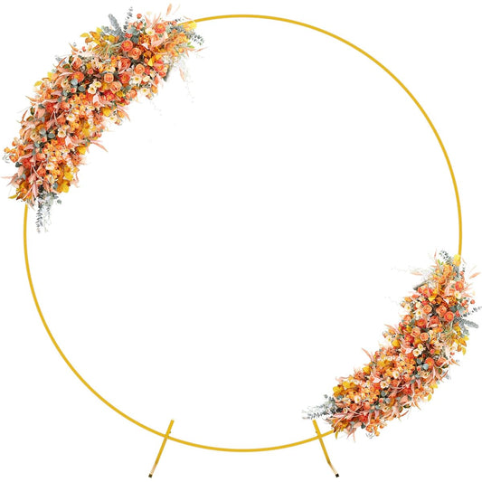 7.2ft Golden Steel Circle Balloon Arch Kit Round Backdrop Stand Floral Frame Wedding Anniversary Birthday Party Graduation Photo Background Decoration Opening Ceremony Rustproof Stand