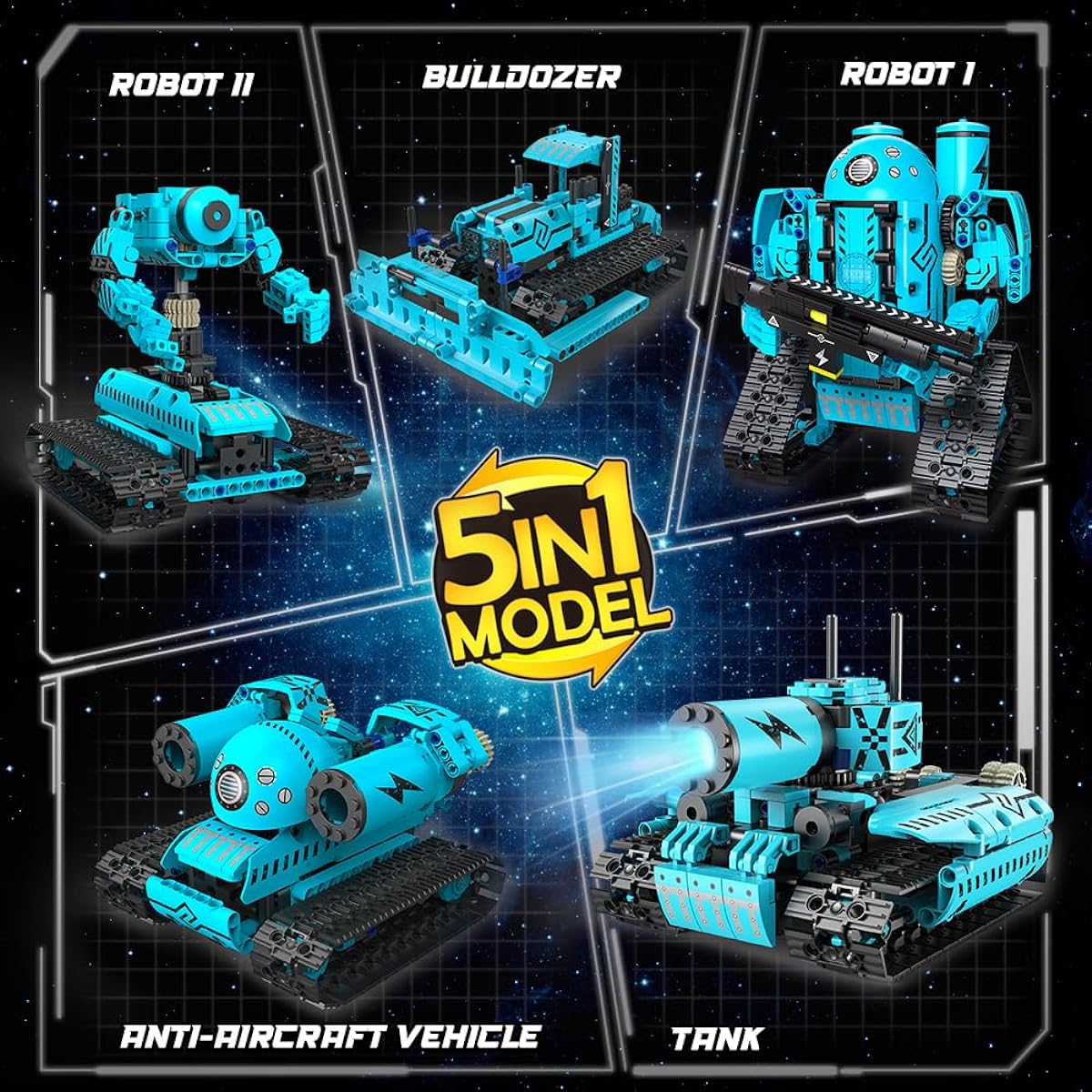 HOGOKIDS 5-in-1 RC Robot Building Set - App & Remote Control Rechargeable Building Toy | Educational STEM Projects Kids Kit Gift for Boys/Girls Ages 6-12+ (444 Pieces)